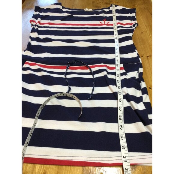 Nautical Striped Mini Dress Anchor Embroidery Womens Size M Resort Summer - Picture 8 of 8
